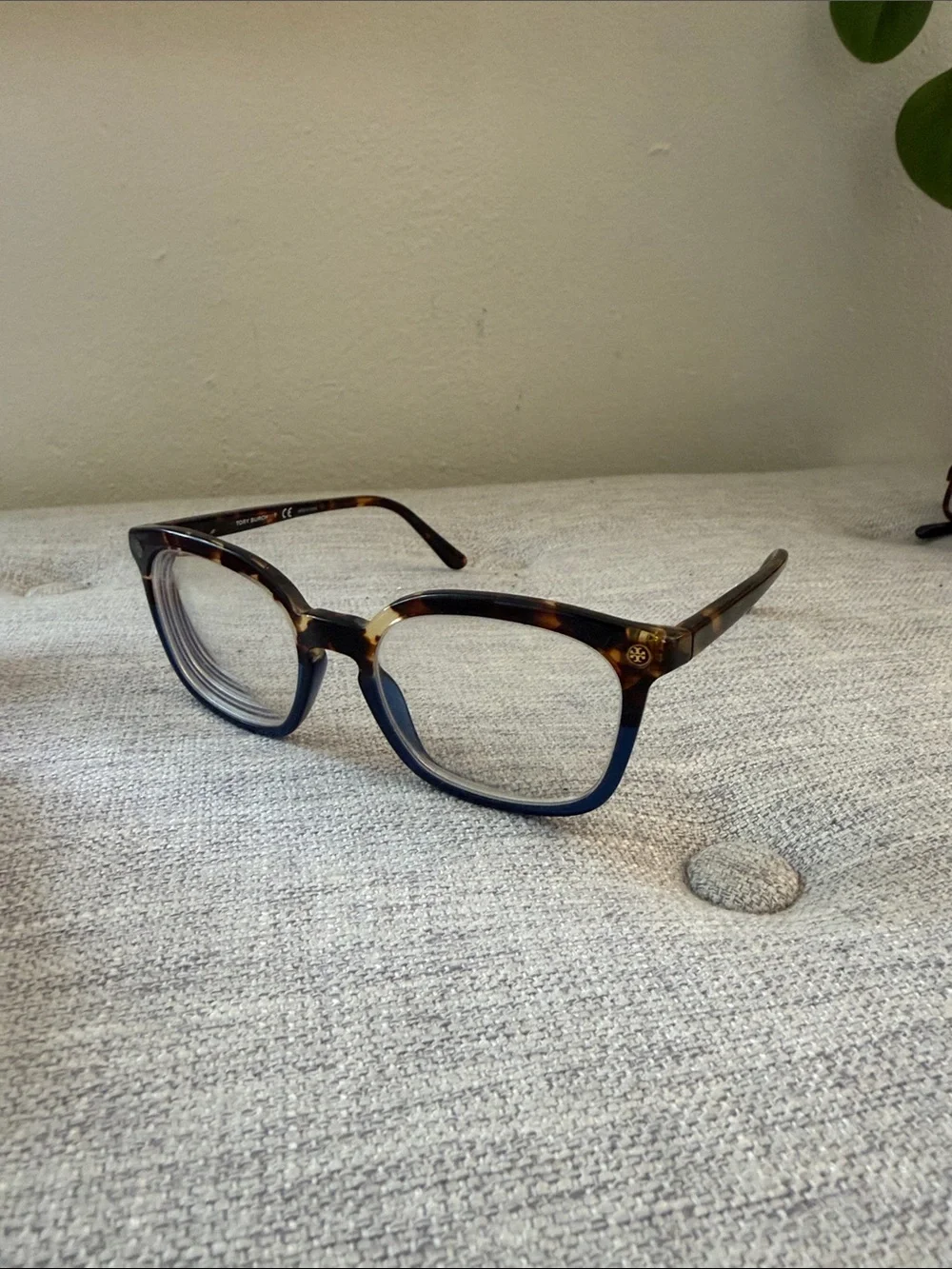 Tory Burch Blue and Tortoiseshell Eyeglasses with Orange Case